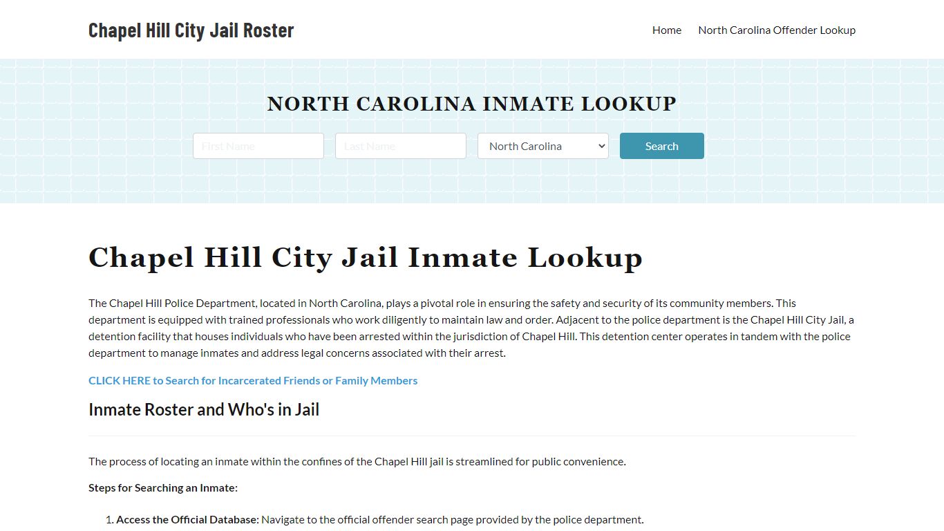 Chapel Hill Police Department & City Jail, NC Inmate Roster, Arrests ...
